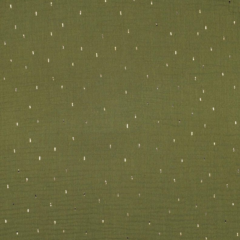 Mušelín / dvojitá mačkaná tkanina Pravoúhelník Fóliový potisk | Poppy Fabrics – piniová/zlatá, image number 1