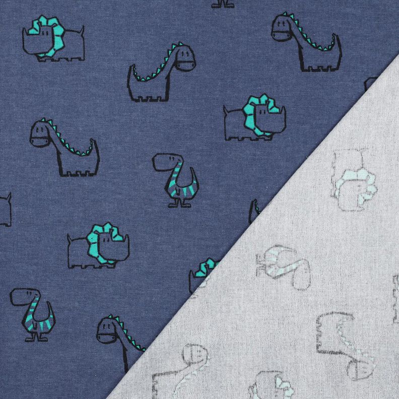 Bavlněný flanel Drzí dinosauři | Poppy Fabrics – džínově modrá/smaragdově zelená, image number 4