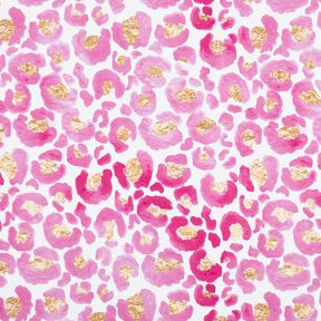 Bavlněný žerzej Leopard se zlatými tečkami | Glitzerpüppi – bílá/purpurová, 