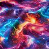Francouzské froté letní teplákovina Galaxie digitální potisk – modrofialková/ohnivě červená,  thumbnail number 2