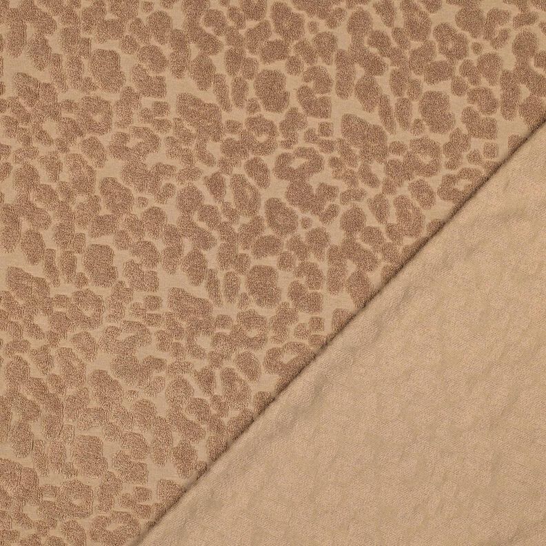 Froté látka Streč Leopard – světle hnědá, image number 4