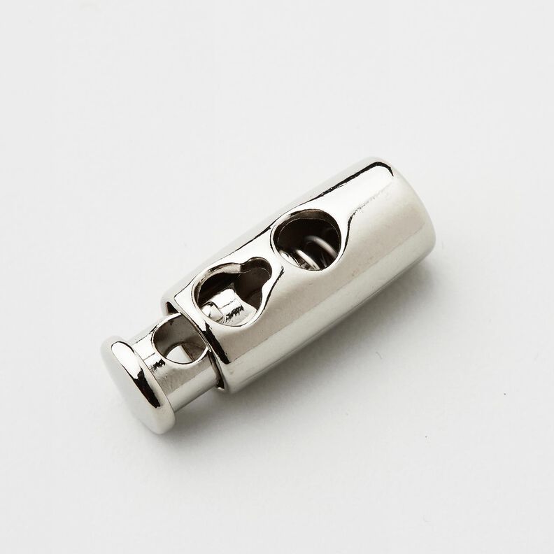 Brzdička na šňůrku kovový [průchod: 3 mm] – stříbrná metalická,  image number 1
