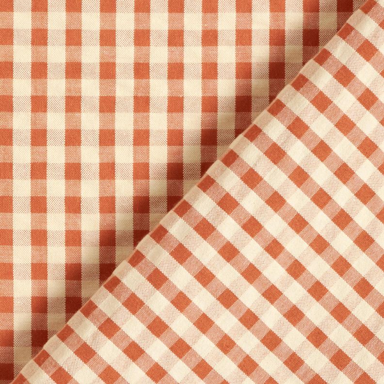 Seersucker Bavlna tkaný károvaný vzor – terracotta/světle béžová,  image number 4