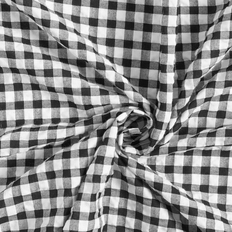 Seersucker velký kostkovaný Vichy – bílá/černá,  image number 3