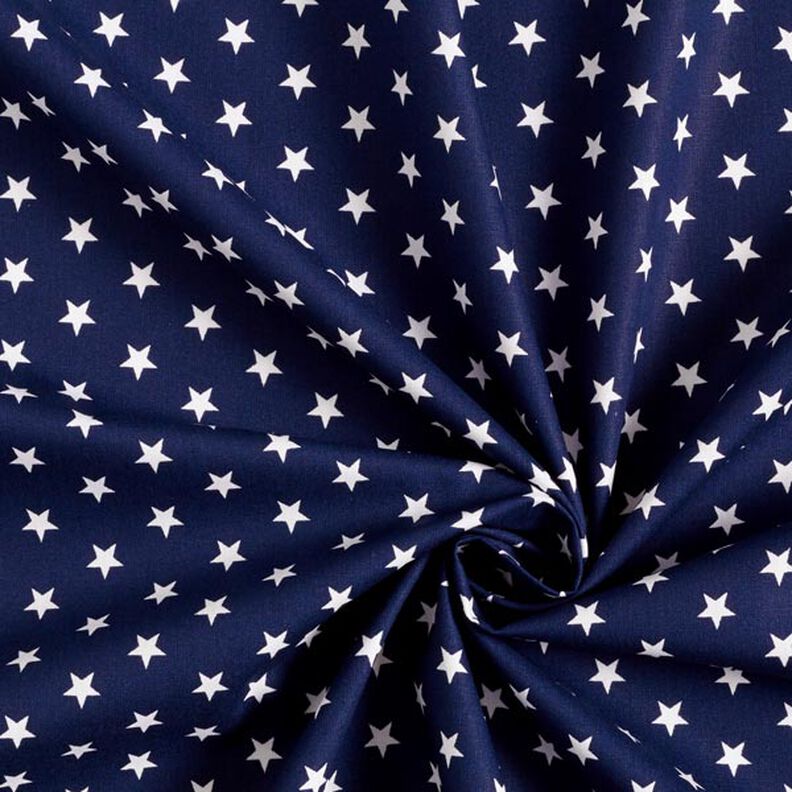 Bavlněný popelín Středně velké hvězdičky – namornicka modr/bílá,  image number 5