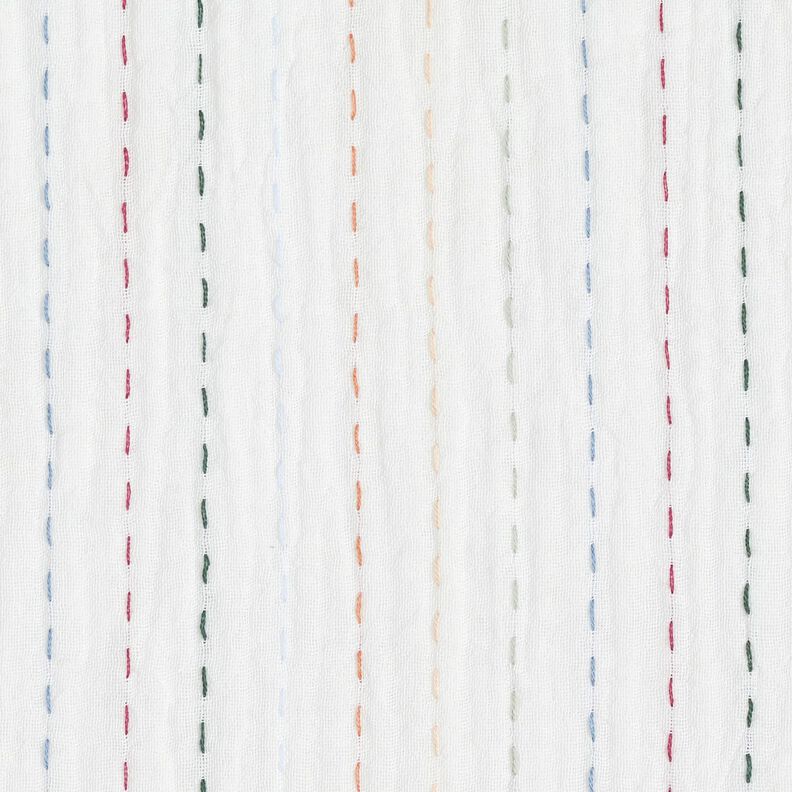 Mušelín / dvojitá mačkaná tkanina Barevné proužky – vlněná bílá,  image number 1