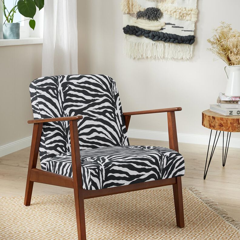 Čalounická látka Žakár Zebra – bílá/černá, image number 7
