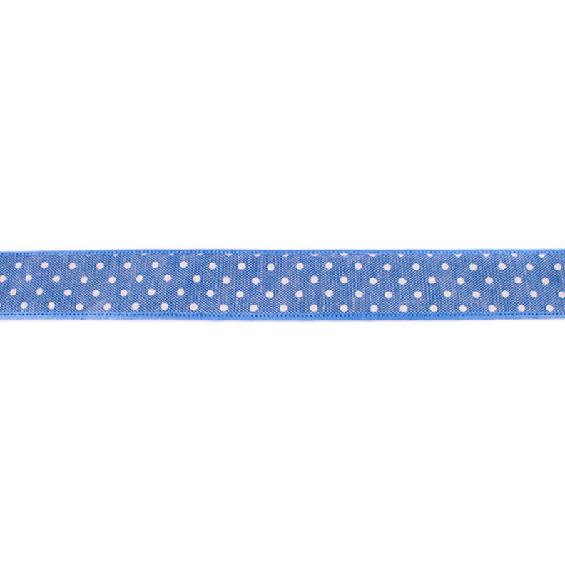 Tkaná stuha Šambré Puntíky – džínově modrá,  image number 1