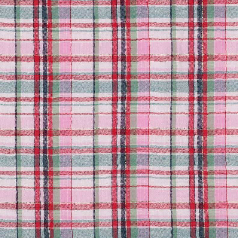 Mušelín / dvojitá mačkaná tkanina Lurex Kostka | Poppy Fabrics – rose/zlatá metalická,  image number 1