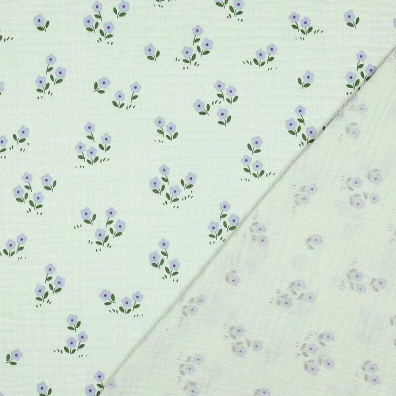 Mušelín / dvojitá mačkaná tkanina Kytičky | Poppy Fabrics – světle mátová,  image number 4