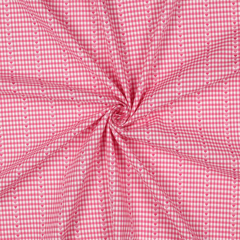 Bavlněná látka Žakár kára a srdíčka – pink/bílá,  image number 3