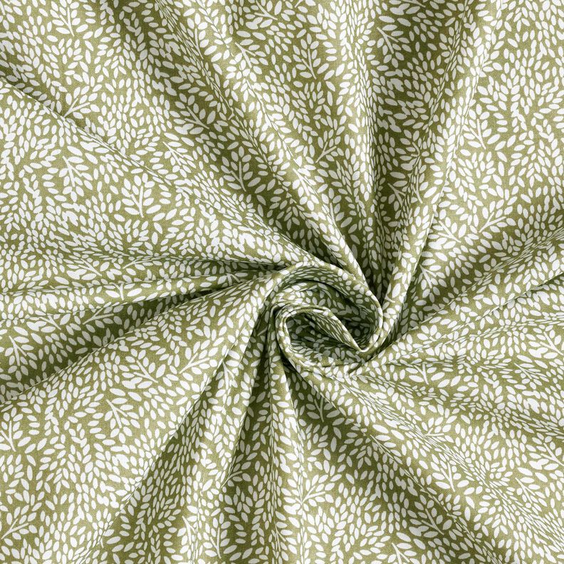 Bavlněná látka Kreton Mini listy – světle khaki/bílá,  image number 3