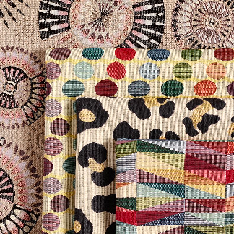 Dekorační látka Gobelín Levhart – světle béžová/černá | Zbytek 70cm,  image number 5