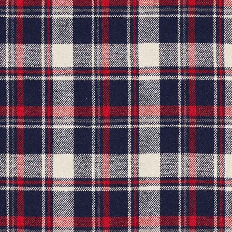 Bavlněný flanel Kostka – černomodrá/karmínově červená, image number 1