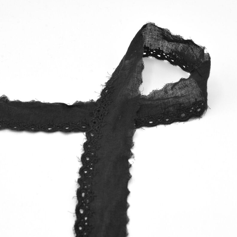 Květiny z krajkové stuhy Feston [65 mm] – černá,  image number 1