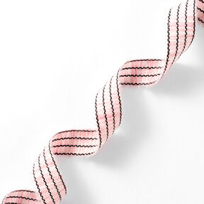 Tkaná stuha Melírované pruhy [27 mm] – růžová/černá, 