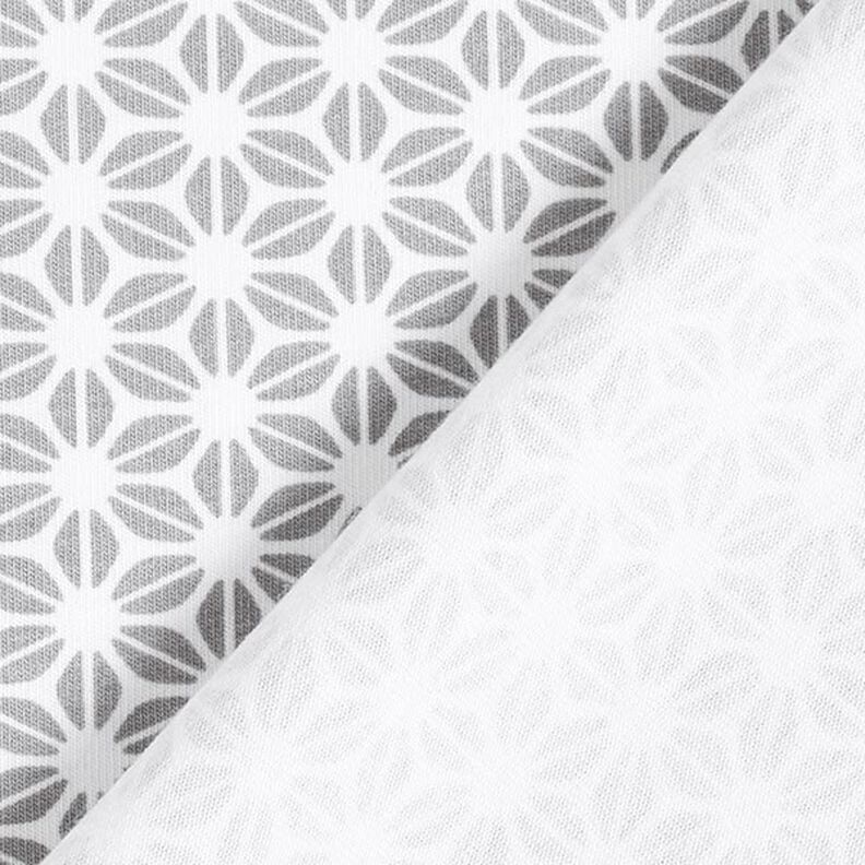 Bavlněný žerzej Abstraktní květinový vzor – vlněná bílá/šedá,  image number 4