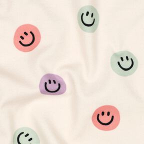 Bavlněný flanel Smajlíci | Poppy Fabrics – slonová kost/starorůžová,  Bavlněný flanel Smajlíci | Poppy Fabrics – slonová kost/starorůžová,