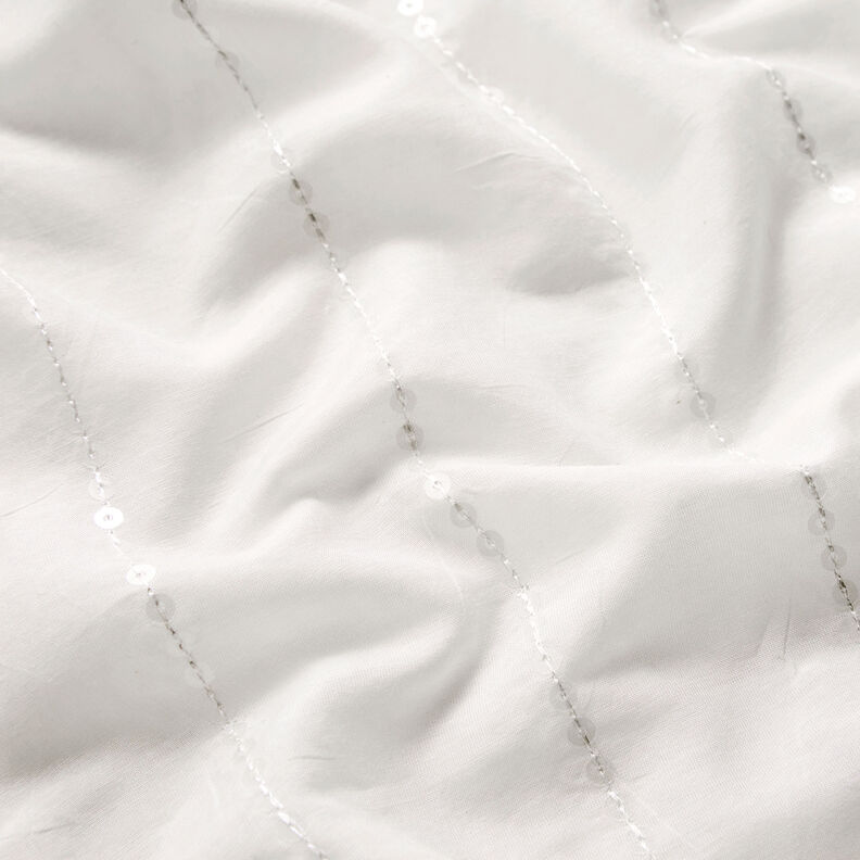 Voálová směs bavlny a hedvábí s flitry – bílá,  image number 2