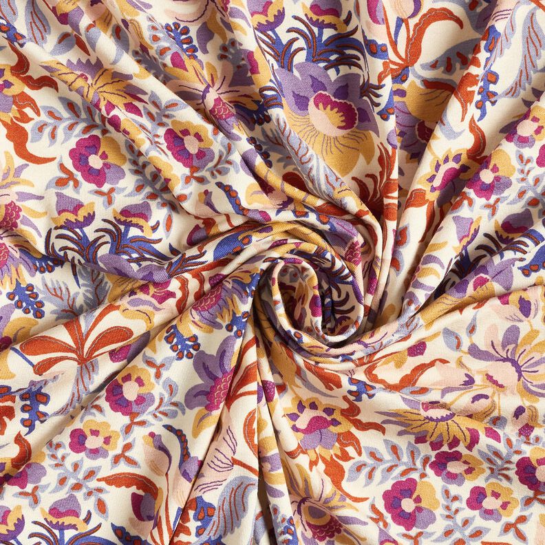 Viskózový žerzej Květiny a ornamenty | Katia Fabrics – kremová/levandulová, image number 3