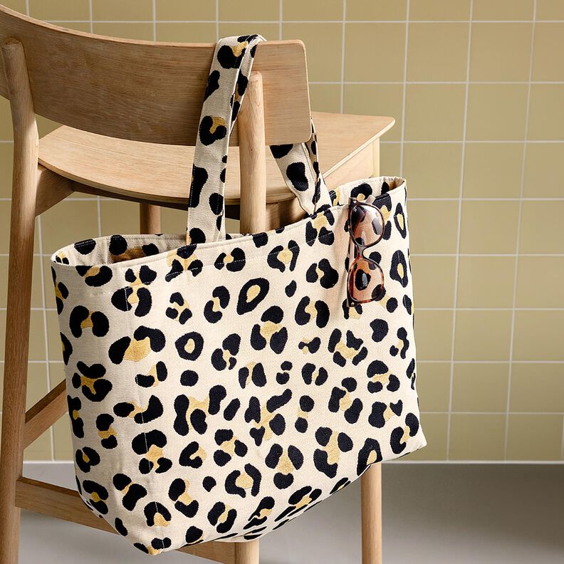 Dekorační látka Gobelín Levhart – světle béžová/černá | Zbytek 70cm,  image number 6