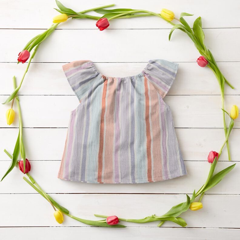 Mušelín / dvojitá mačkaná tkanina barevné pruhy příze | Poppy Fabrics – vlněná bílá/mix barev, image number 6