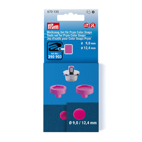 Sada nástrojů Color Snaps [Ø 9 + 12,4 mm] | Prym – stříbrná metalická/pink, 