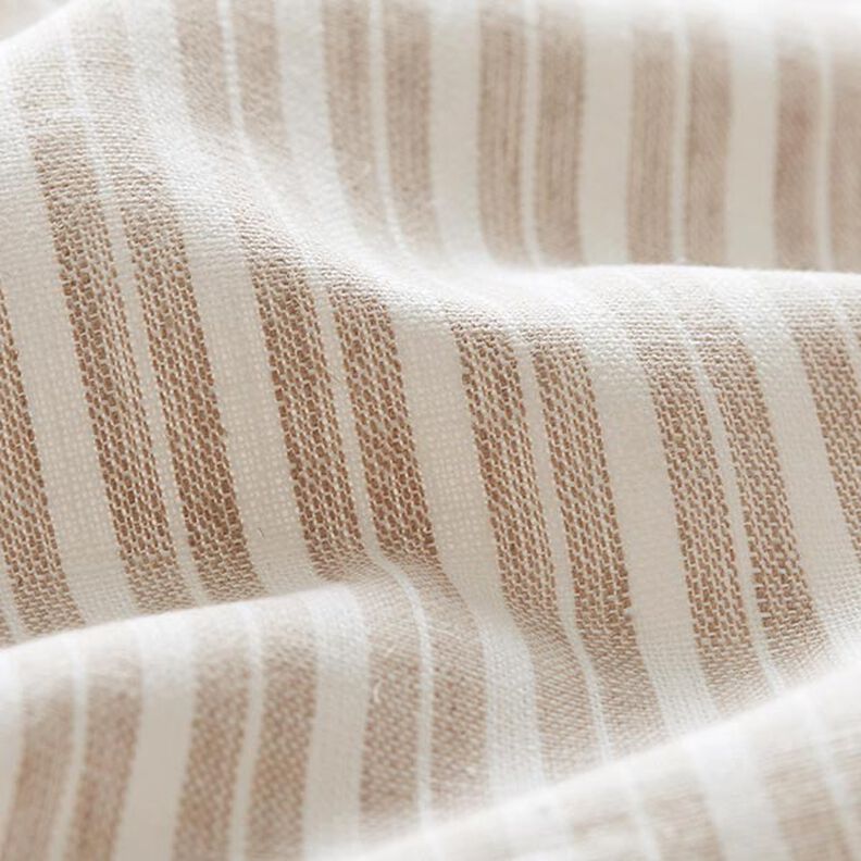 Směs lnu a bavlny proužek široký – béžová/vlněná bílá,  image number 2