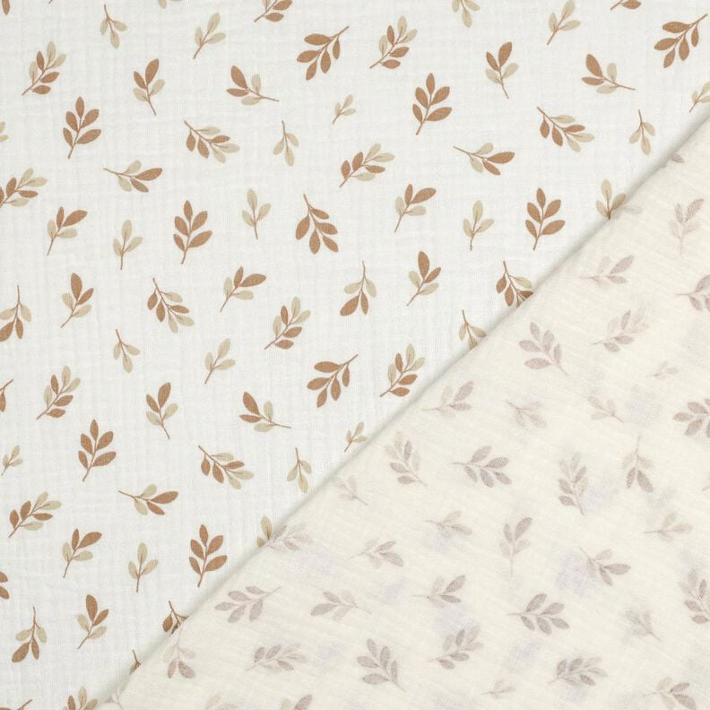 Mušelín / dvojitá mačkaná tkanina Větvičky | Poppy Fabrics – slonová kost/mocca,  image number 4