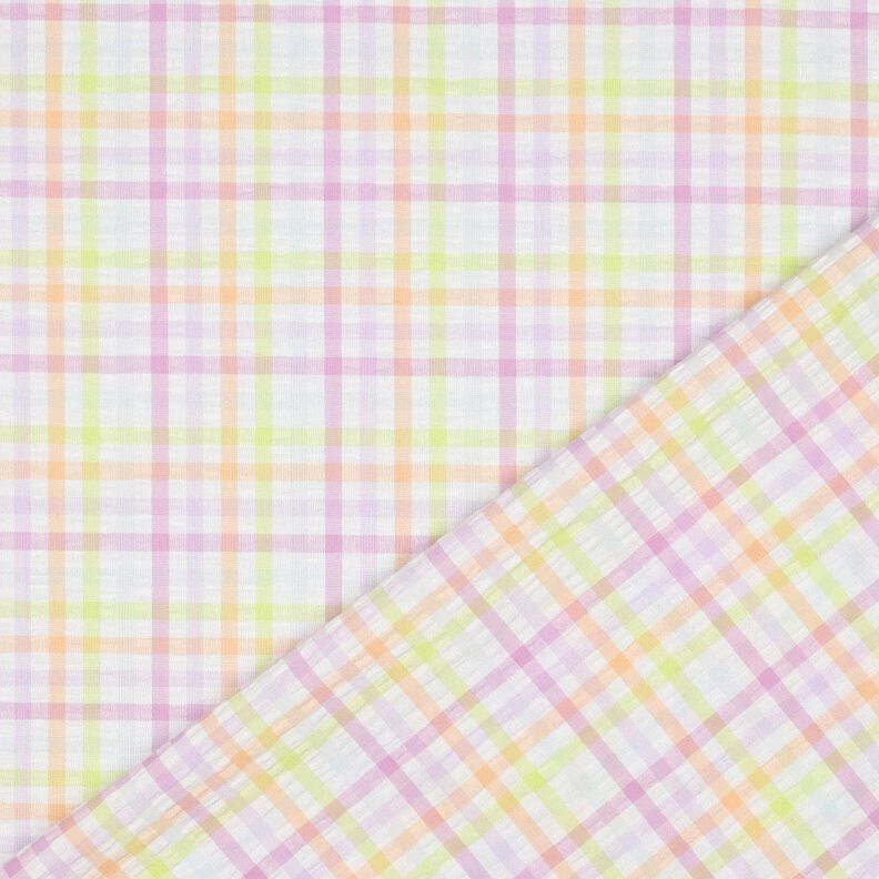 Seersucker Směs s bavlnou Barevné kostky – bílá/pastelově fialová,  image number 4