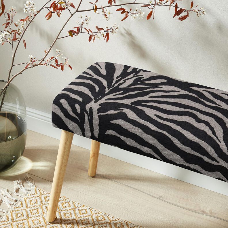 Čalounická látka Žakár Zebra – černá/šedá, image number 8