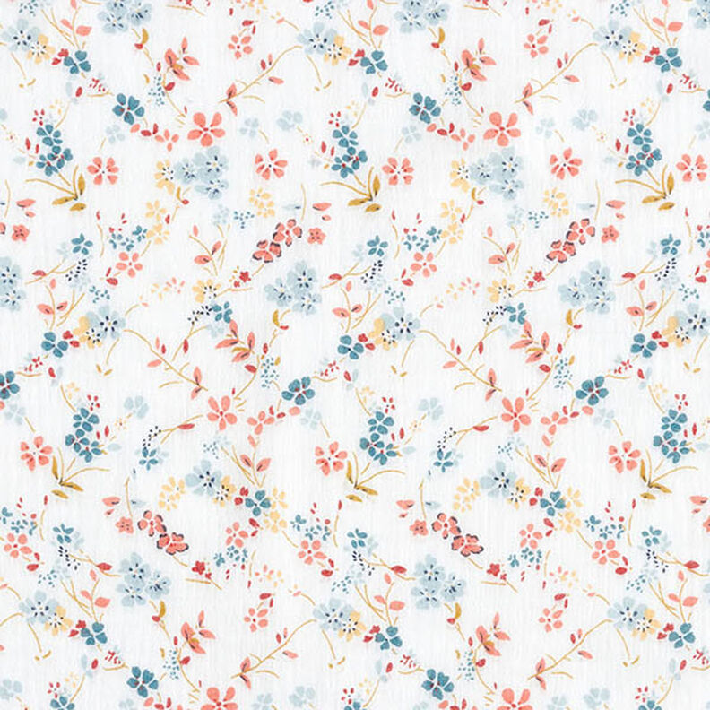 Mušelín / dvojitá mačkaná tkanina Romantické květinové úponky – bílá,  image number 1