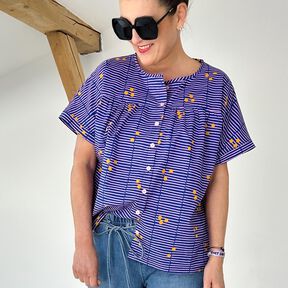 FRAU SUZY – volná halenka s krátkým rukávem a záhybky, Studio Schnittreif | XS - XXL, 