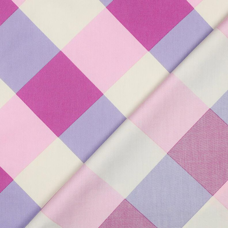 Bavlněný satén Large Gingham | Nerida Hansen – pastelově fialová/vlněná bílá,  image number 4