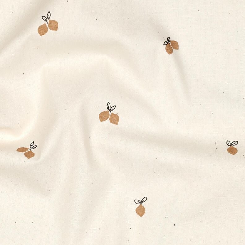GOTS Bavlněný popelín Malé citrony | Poppy Fabrics – přírodni/srnčí hnědá,  image number 2