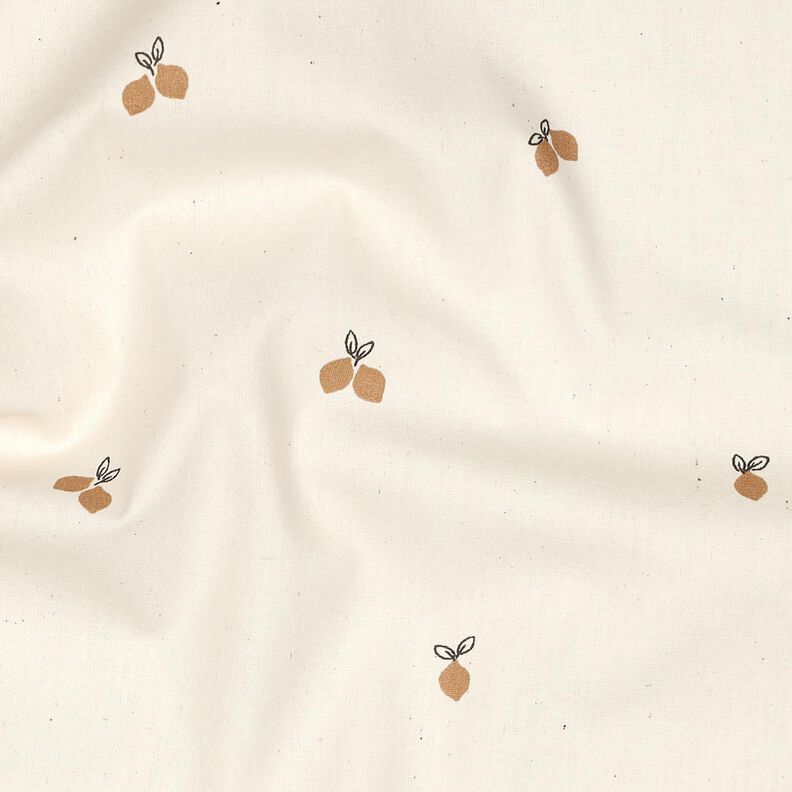 GOTS Bavlněný popelín Malé citrony | Poppy Fabrics – přírodni/srnčí hnědá, image number 2