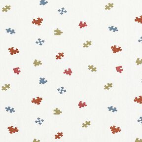 Bavlněný žerzej Dílky puzzle – vlněná bílá, 