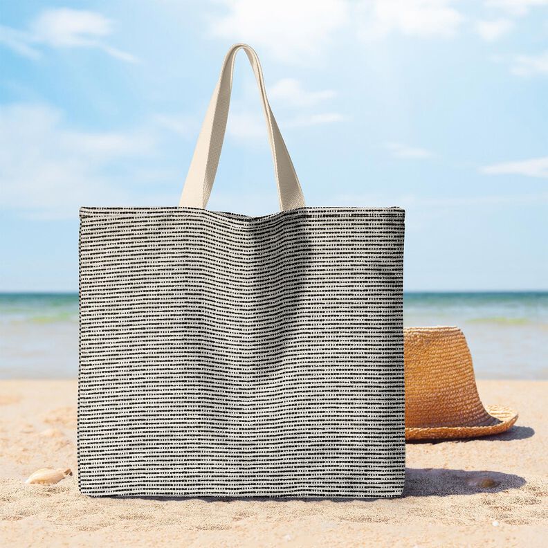 Dekorační látka Žakár Rustikální pruhy – černá/přírodni,  image number 7