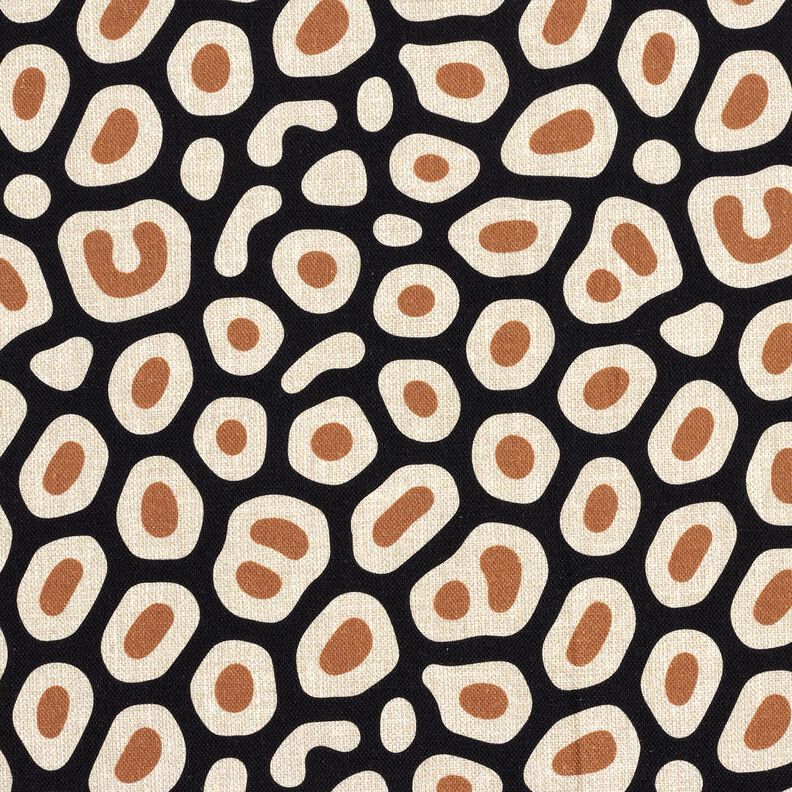 Dekorační látka Polopanama Abstraktní leopardí vzor – černá/cashew (béžová),  image number 1