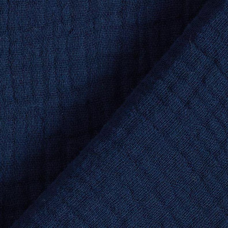 GOTS Třívrstvý bavlněný mušelín – noční modrá,  image number 5