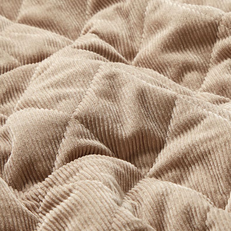 Prošívaná látka Manšestr s diamanty na kožešinovém podkladu – taupe (šedohnědá), image number 3