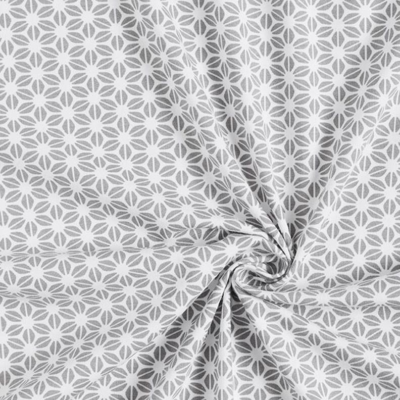Bavlněný žerzej Abstraktní květinový vzor – vlněná bílá/šedá,  image number 3