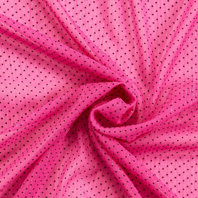 Třpitivý šifon proužky a tečky – purpurová, image number 3