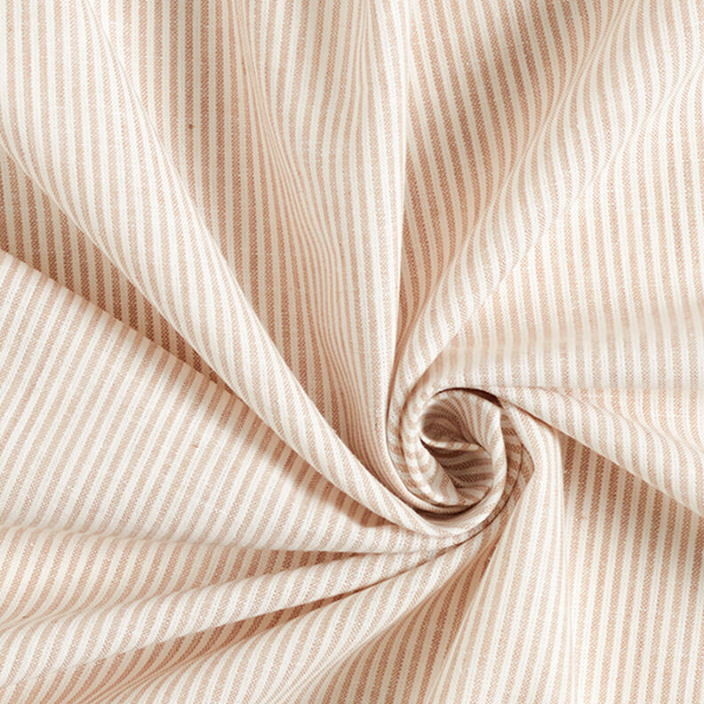 Směs lnu a bavlny proužek úzký – béžová/vlněná bílá,  image number 3