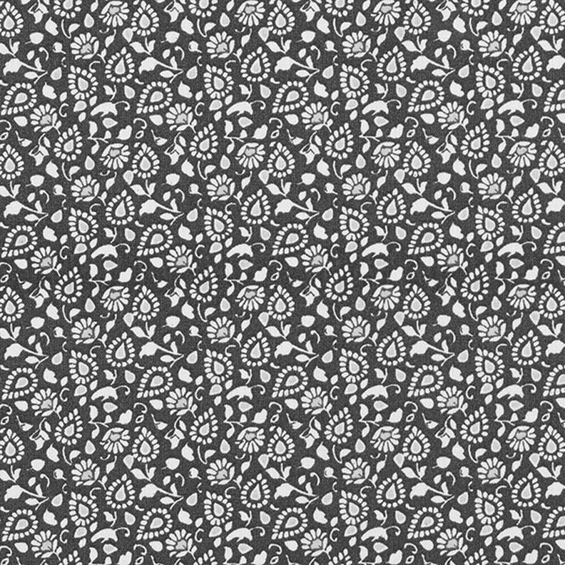 Bavlněný kreton drobný vzor paisley – tmavě šedá,  image number 1