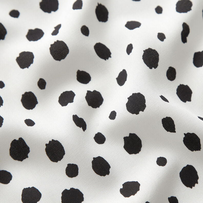 Viskózová látka nepravidelné puntíky – bílá/černá,  image number 2