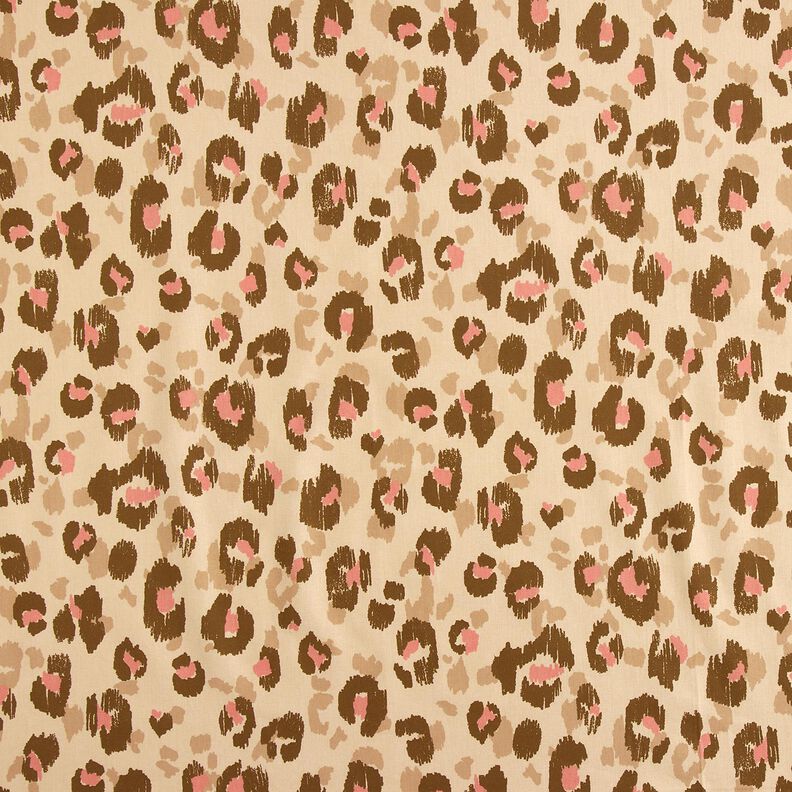 Bavlněný popelín Leopardí vzor – mandlová/starorůžová,  image number 1