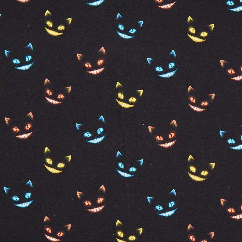 Francouzské froté letní teplákovina Grinch kočka digitální potisk – černá/mix barev,  image number 1