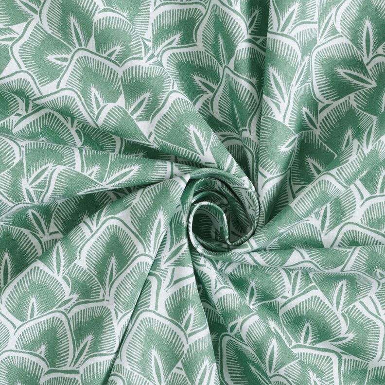 Bavlněná látka Kreton Abstraktní listy – šalvějová/slonová kost | Zbytek 90cm, image number 3