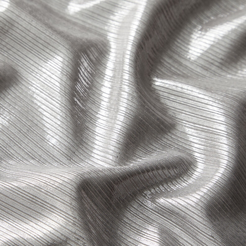 Žebrovaný žerzej metalíza – stříbrná metalická,  image number 2